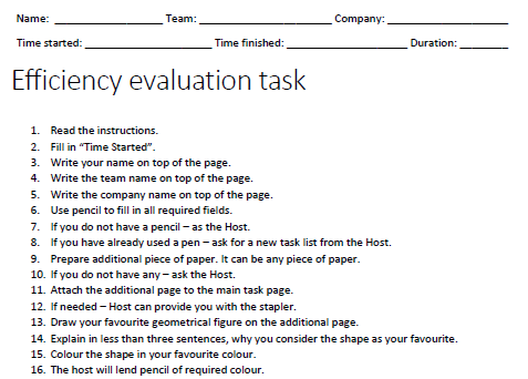 efficiency task list
